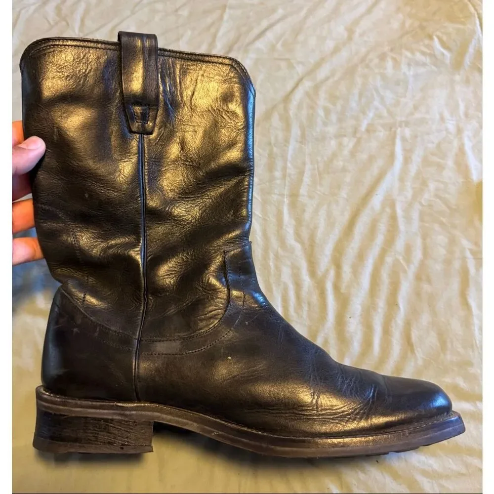 John Varvatos Size 10 Leather Pull Up Boots Oil Resistant Men Used